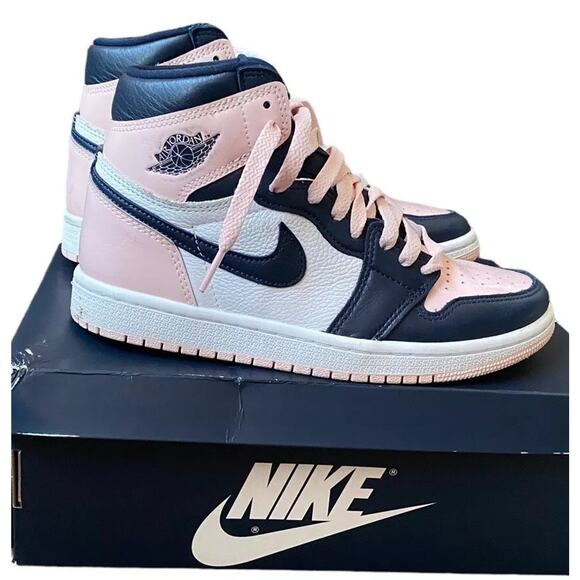 Air Jordan 1 Retro Hi OG Bubblegum Women 6.5 Pink Blue Atmosphere Box Nike Shoes - Picture 1 of 16